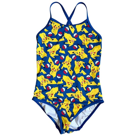 Hanna Andersson Pokemon Pikachu Swimsuit Girls 6-7 120cm One Piece Swimsuit - Picture 1 of 4